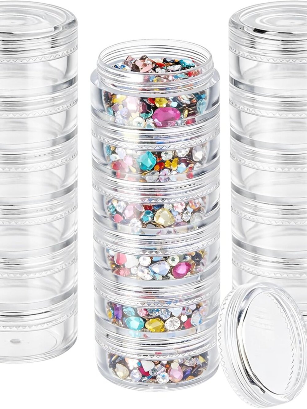 3 Sets 6 Layer Stackable Plastic Containers, 10G/10ML Clear Cosmetic Storage Box
